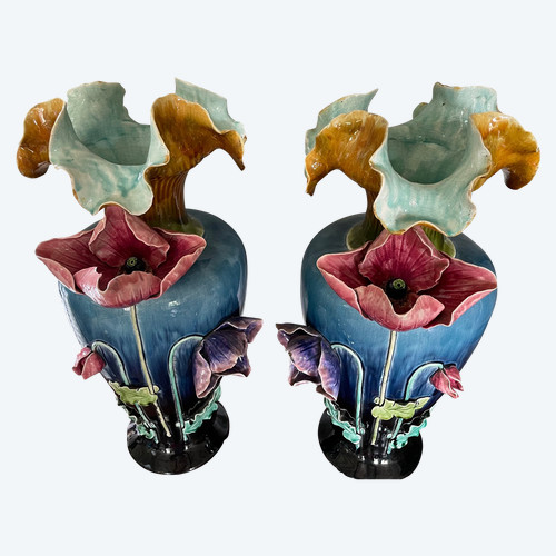 Pair of large slip vases