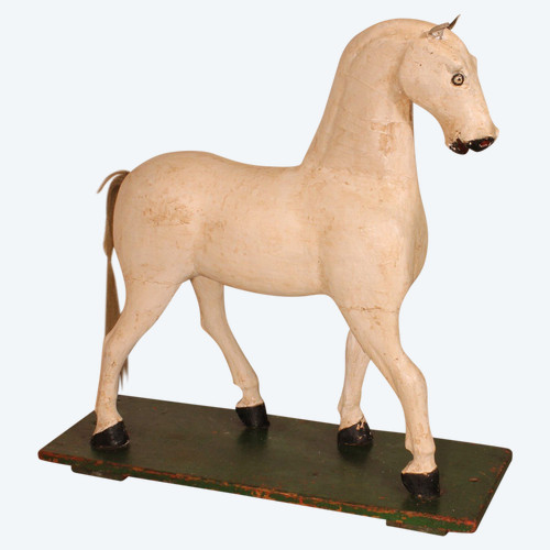 Cheval En Bois Polychrome Du 19° Siècle