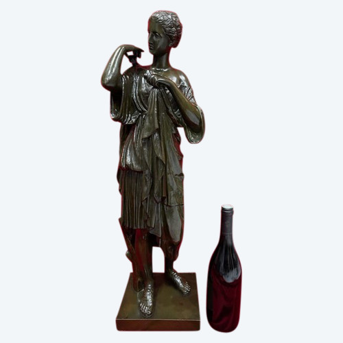 Imponente statua in bronzo scultura Diane de Gabies firmata GADAIX XIX Eme