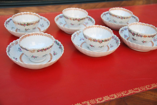 Elegant Suite Of Six Sorbets In Qialong Porcelain, Compagnie Des Indes