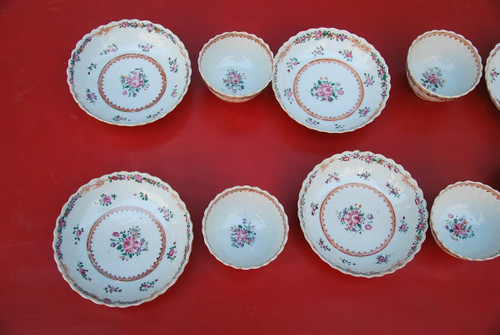 Elegant Suite Of Six Sorbets In Qialong Porcelain, Compagnie Des Indes