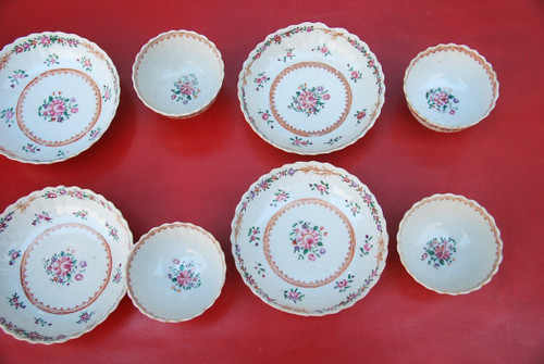 Elegant Suite Of Six Sorbets In Qialong Porcelain, Compagnie Des Indes