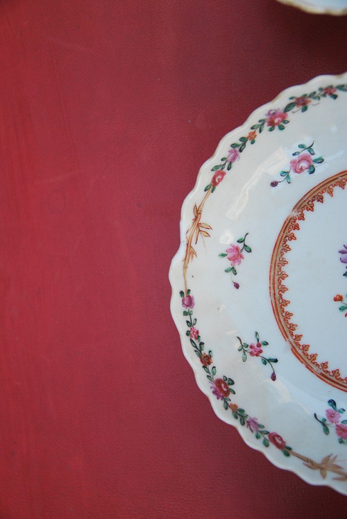 Elegant Suite Of Six Sorbets In Qialong Porcelain, Compagnie Des Indes