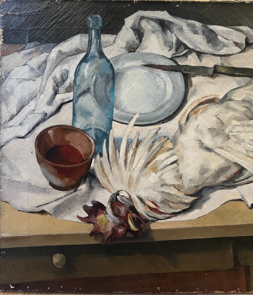 E. Barthelemie (xix-xx) - Stillleben mit Huhn - Toulouse, Um 1920