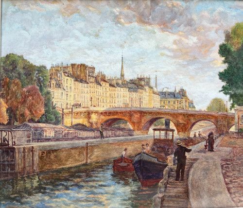 Ernest Bugnicourt (actif Au XIXème Siècle ) Paris - l'écluse De La Monnaie