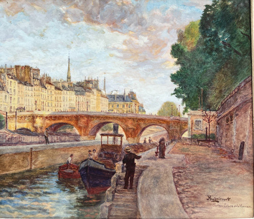 Ernest Bugnicourt (actif Au XIXème Siècle ) Paris - l'écluse De La Monnaie