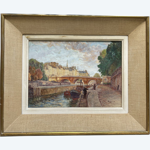 Ernest Bugnicourt (actif Au XIXème Siècle ) Paris - l'écluse De La Monnaie