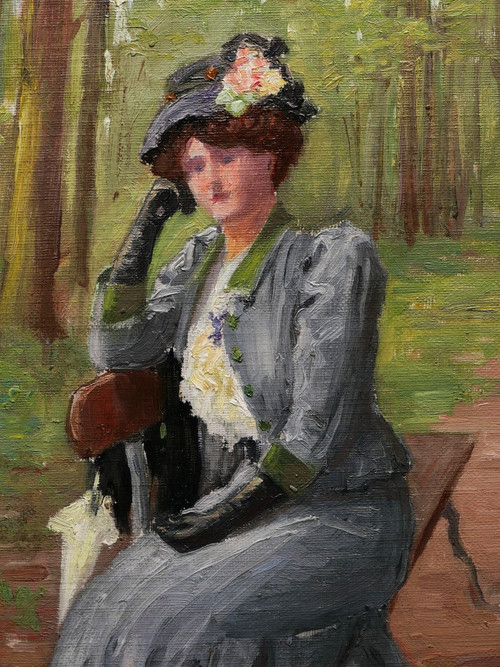 Luc LEGUEY, Frau sitzt auf einer Bank