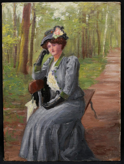 Luc LEGUEY, Frau sitzt auf einer Bank