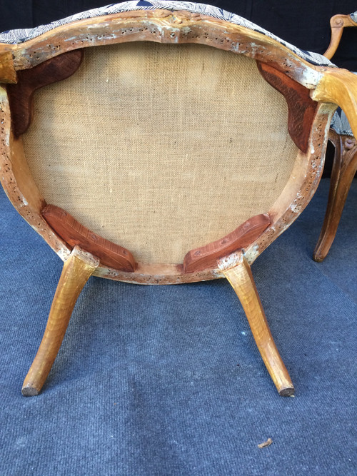 Paire de fauteuils cabriolets Louis XV