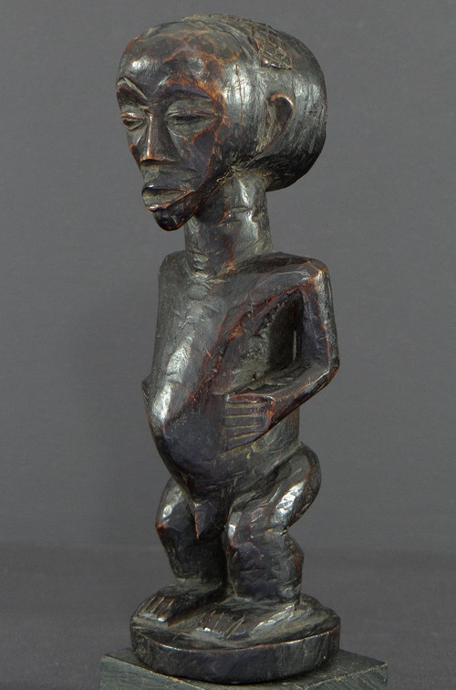 Repubblica Democratica Del Congo, Popolo Luba, Anni '60, Figura Di Antenato In Legno Intagliato.