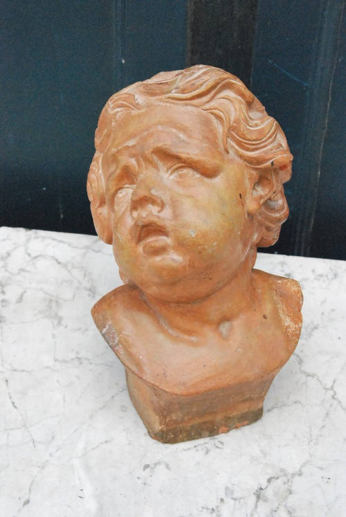 Testa Di Bambino In Terracotta Fiandre XVIII Secolo