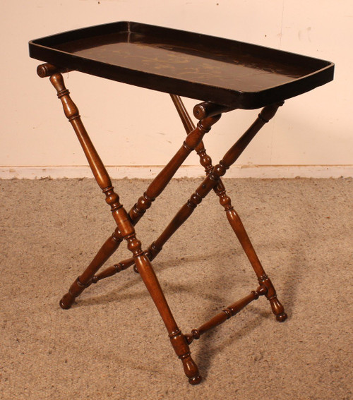 Servante En Bois Laqué à Décor Asiatique- 19° Siècle