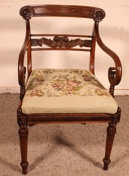 Poltrona da ufficio in palissandro Periodo Regency 1810 circa