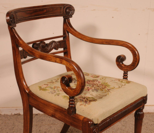 Poltrona da ufficio in palissandro Periodo Regency 1810 circa