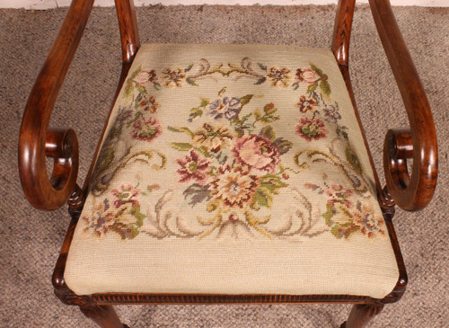 Poltrona da ufficio in palissandro Periodo Regency 1810 circa