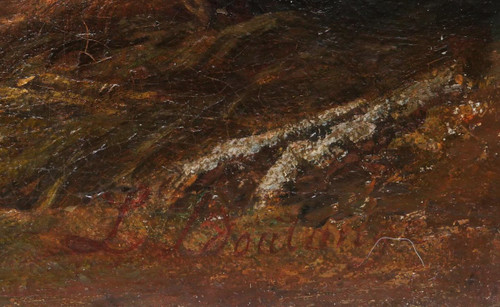 Louis BOULANGÉ, Landschaft mit Waschweibern im Wald von Fontainebleau (Großformat)