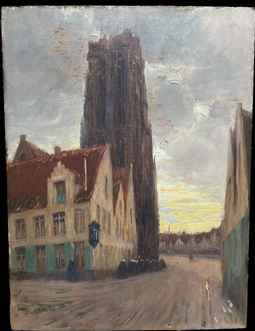 Ecole Française Vers 1900 - Belgique, La Cathédrale Des Malines - Béguinage