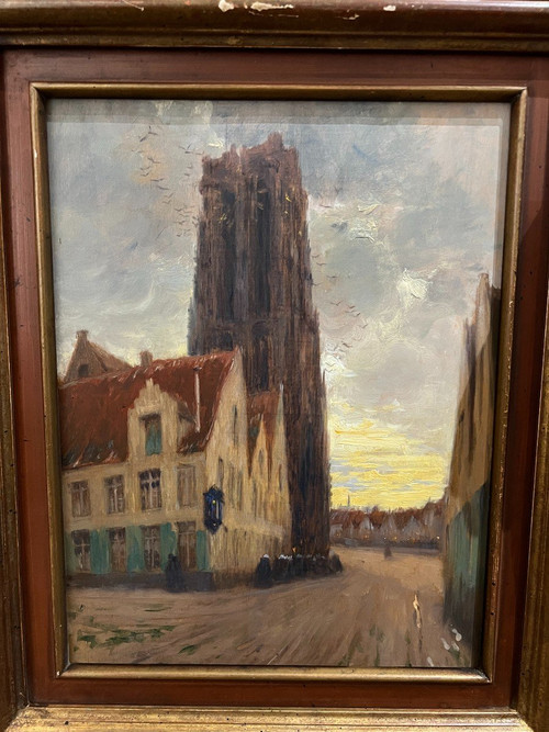 Ecole Française Vers 1900 - Belgique, La Cathédrale Des Malines - Béguinage