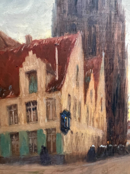 Ecole Française Vers 1900 - Belgique, La Cathédrale Des Malines - Béguinage