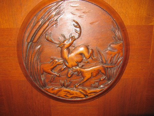 Art-Deco-Sideboard mit 3 Türen, Jagddekor