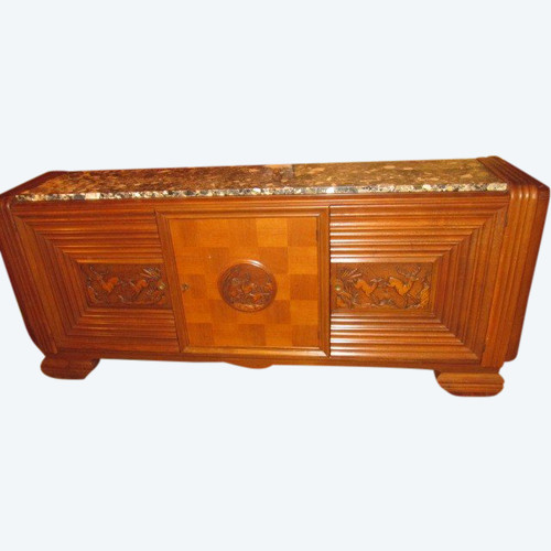Art-Deco-Sideboard mit 3 Türen, Jagddekor