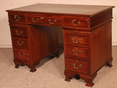 Petit Bureau à Caissons En Acajou 19° Siècle