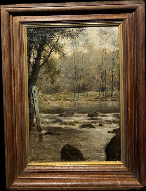 Ernest Joseph Laurent (1859-1929) - Impressionist Landscape At The River And At The Pole, 1885