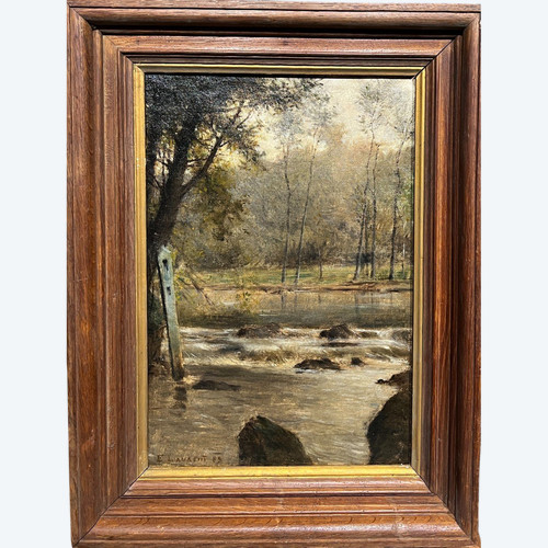 Ernest Joseph Laurent (1859-1929) - Impressionist Landscape At The River And At The Pole, 1885