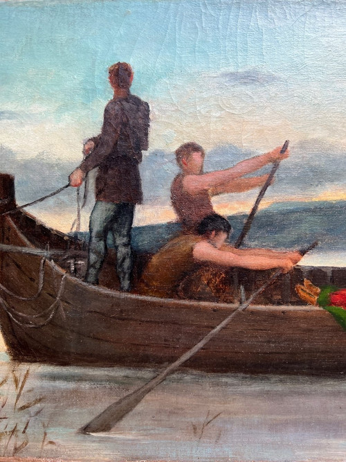Scuola francese del XIX secolo - La morte di un re, 1885 Monogrammato