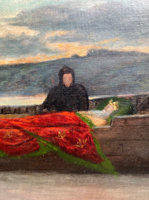Scuola francese del XIX secolo - La morte di un re, 1885 Monogrammato