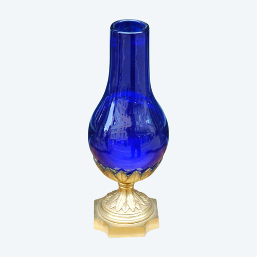 Royal Blue Glass Vase From Le Creusot, Louis XVI Period