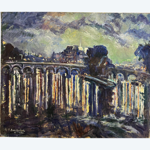 Gustave Francois Beaudelet (1893-1968) - Paris La Nuit, 1951