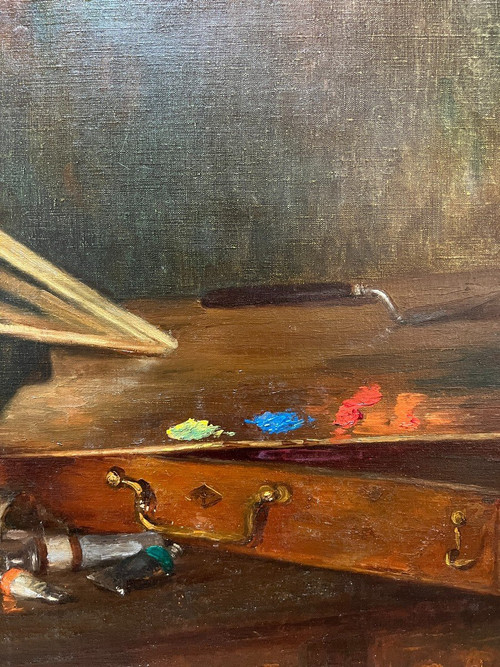 Marthe Moisset (1871 - 1945) - La tavolozza e i pennelli dell'artista, 1906