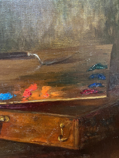 Marthe Moisset (1871 - 1945) - La tavolozza e i pennelli dell'artista, 1906