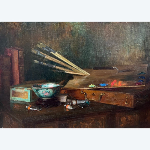 Marthe Moisset (1871 - 1945) - La tavolozza e i pennelli dell'artista, 1906
