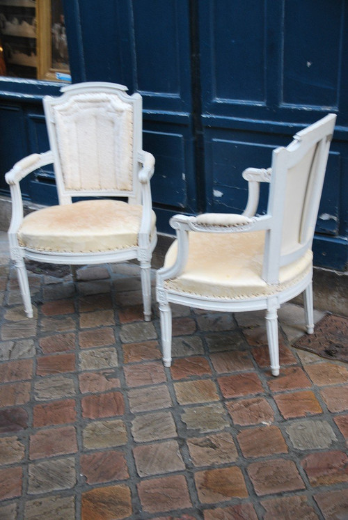 Paire De Fauteuils D époque Louis XVI
