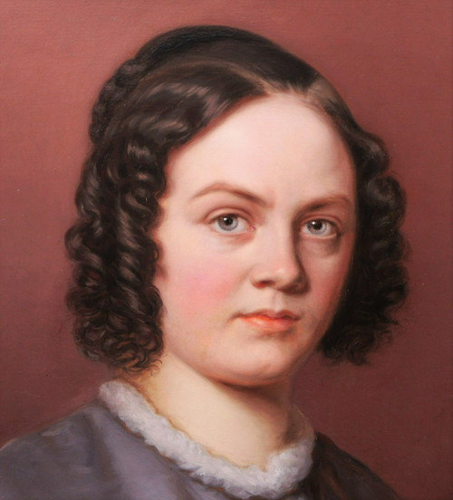 FRANZÖSISCHE SCHULE um 1830-1840, Porträt einer jungen Frau in grauem Kleid