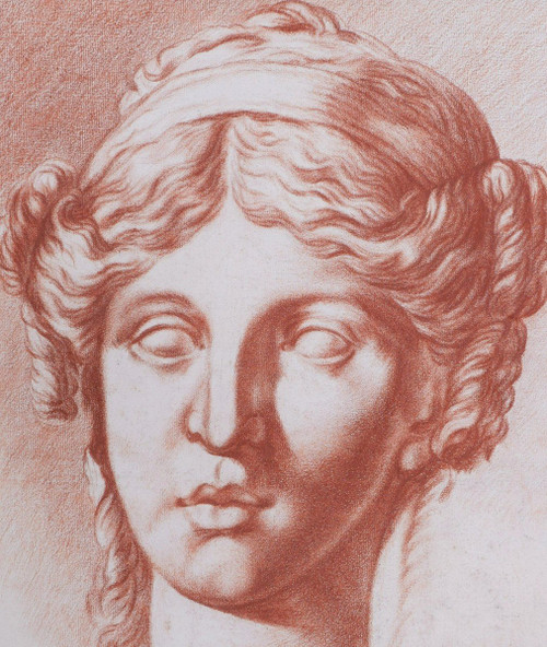 Scuola francese dell'inizio del XIX secolo Testa di donna con trecce in stile antico