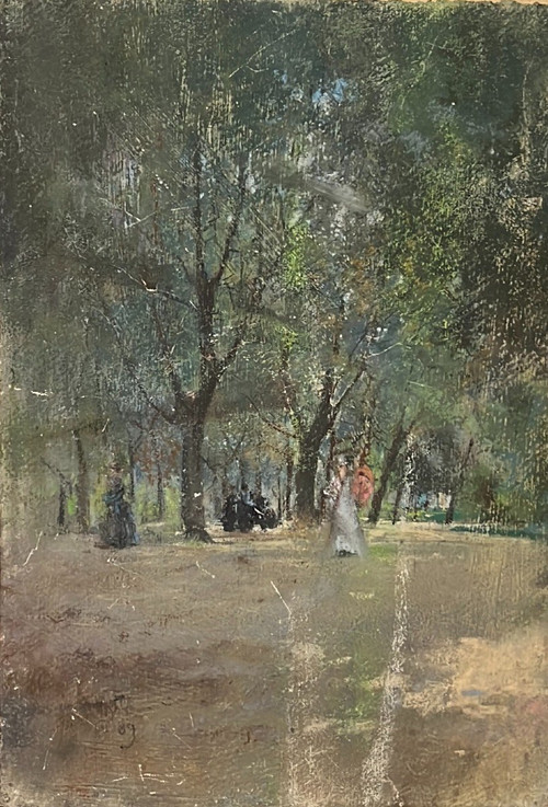 Giuseppe Casciaro (1863-1941) - Elegante In The Garden, 1889
