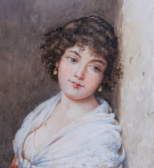 Attribué à Eugen Alfons VON BLAAS, Jeune Italienne à la fenêtre