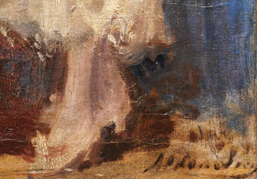École FRANÇAISE circa 1900, Femme en robe blanche