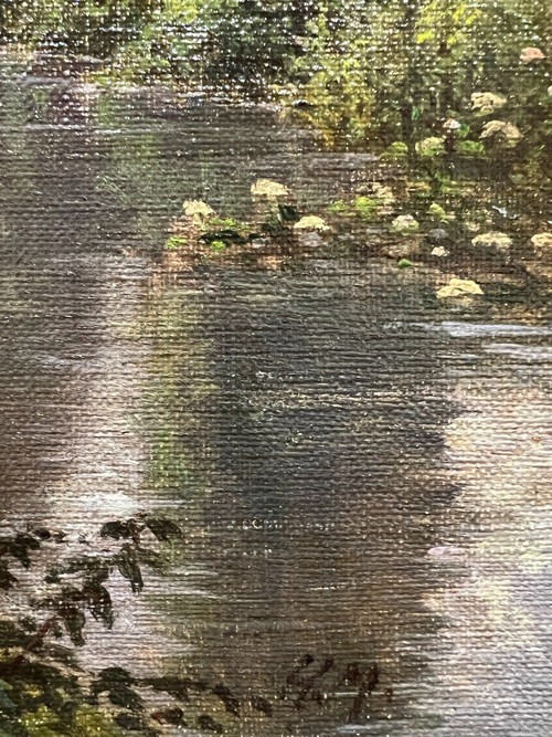 Ecole Impressionniste  - A La Balançoire, Circa 1880. Monogrammé Hm