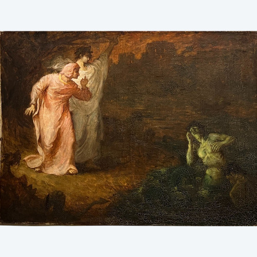 Französische Schule um 1900 – Dante und Vergil in der Hölle – signiert