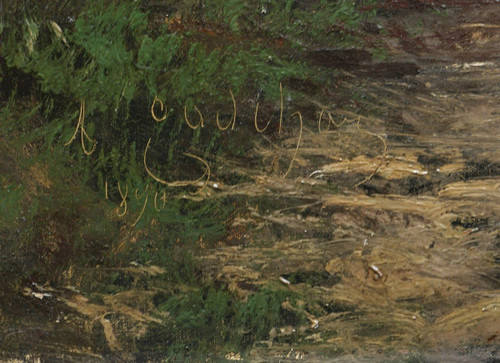 Alfred GODCHAUX, Pyrenean landscape with two figures on a path (VERY LARGE FORMAT)