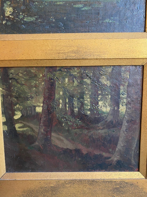 Ecole Française début 20eme : Zwei Waldlandschaften