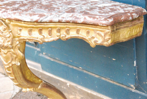 Console En Bois Doré à Un Pied D époque Regence XVIII