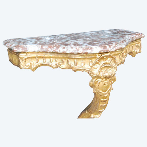 Console En Bois Doré à Un Pied D époque Regence XVIII