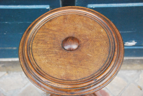 Bolster Or Torch Holder In Walnut Early 18th Century