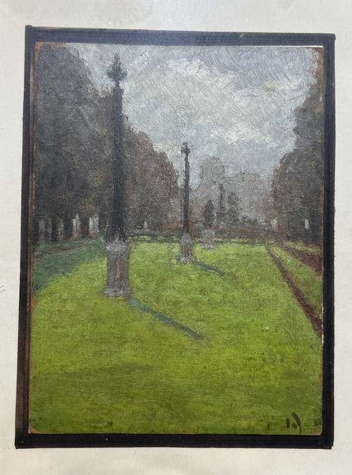 Französische Schule um 1900 - Pariser Garten, Monogramm A